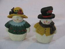 Vtg Pair Resin Mr/Mrs Snowman Figurines, Unbranded picture