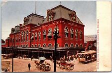 VINTAGE POSTCARD STREET SCENE BESIDE THE UNION STATION ON CANAL & ADAMS CHICAGO picture