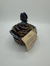 Vintage Fenton Carnival Art Glass Blue Rose Candy Dish W/lid And Tag picture