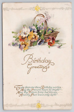 Vtg Embossed Post Card Birthday Greetings Poem H4 picture