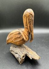 Hand Carved Wooden Pelican on Drift Wood picture
