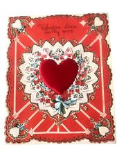 1950's Gibson Valentines Day Card with Satin Heart in Center USA Valentine picture