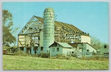 Amish Barn Raising The Amish Country Canton Ohio Vintage Postcard picture