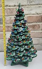 Vintage Green Holland Mold Ceramic Christmas Tree 19” W/ Star Base  1970's picture