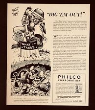 1942 Philco Corporation Advertisement WW II Uncle Sam Digging Art Vtg Print AD picture