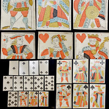 1700’s HIGH GRADE Rare Historic 52/52 Poker Deck Woodblock Antique Playing Cards picture