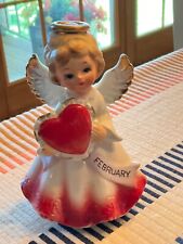 Vintage Lefton Angel of the Month Figurine,  February Valentine Heart, Japan picture