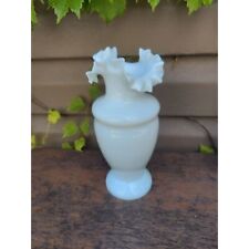 Antique Bristol Glass White Ruffled Vase picture