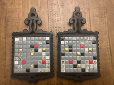 Two Cast Iron Trivet Ceramic Tile Inarco Vtg made in Japan picture