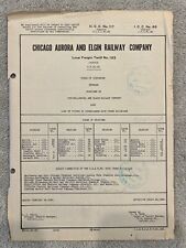 Rare 1948 Chicago Aurora & Elgin Railroad Co Table of Distances Between Stations picture