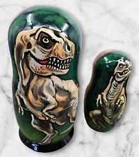 Tyrannosaurus Rex T-Rex 5 Piece Hand Painted Russian Nesting Dolls Autographed picture