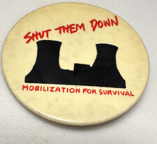 Vintage Anti Nuclear Power Plant Energy Protest Radiation Pin Pinback Button picture