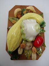 Kitchen Wall Pottery Ceramic Art Hand Made Vegetables 70s Colorful 8