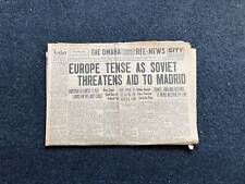 1936 Spanish Civil War Soviet Union to Aid Nationalists, Vintage Newspaper, Rep picture