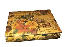 ￼ VINTAGE Decoupage look ￼Decorated Lidded Box With Floral Great Remote Box picture