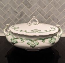 Vintage Johnson Bros Rolland Covered Tureen Excellent Condition Green Gold White picture