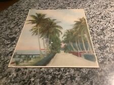 GORGEOUS 1920s Florida lithograph…TWILIGHT IN THE TROPICS…wonderful palm trees picture