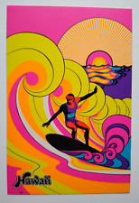 Hawaiian Surfer Waves Sun Psychedelic Postcard Ponio Craft Groovy Mod Hawaii picture