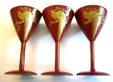 Three (3) Antique Japanese Red Lacquered Wood Glasses WWII picture