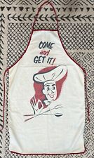 1950’s MCM Vintage Come And Get It Cookout Apron Chef With Barbecue Tool picture