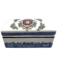 VTG Bombay Company Chinese Export Armorial Ware Porcelain Lidded Box Replica picture
