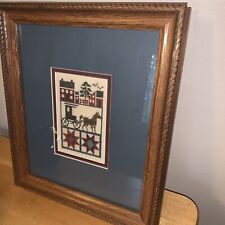 Amish Cross Stitched Sampler Horse and Buggy  Beautiful Frame 10x11.5” picture