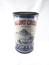 RARE Antique 3 Pound MOUNT CROSS Brand Tall Coffee Can w Lid DENVER COLORADO CO picture