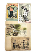 Americana Trade Cards Victorian Scrapbook Page 1880s Album 2 Sides Antique 8 Pcs picture