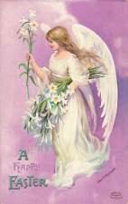 c1910 Clapsaddle Signed White Angel Lilies Embossed Series 1113 Easter P360 picture