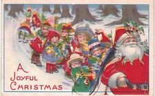 Santa Leads A Line of Children Joyful Christmas 1910 Stetcher 732 E  picture