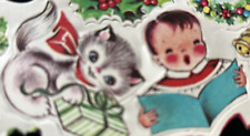 Vintage Lot Christmas Stickers Seals Gifts Package 40s Kittens Baby 18 Sheets picture