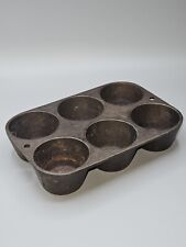 Vintage Cast Iron Muffin Pan Unmarked Makes 6 Muffins Marked 