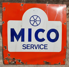 1900s Old Antique Vintage Rare Mico Service Embossed Porcelain Enamel Sign Board picture