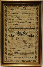 SMALL EARLY 19TH CENTURY VERSE & ALPHABET SAMPLER BY ESTHER TOMSON - 1816 picture