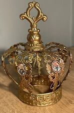 Royal Crown Sculpture Jeweled Metal Religious Statue Decoration Crafts 4x6 picture