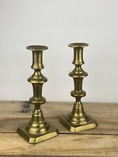 Pair Of Vintage Solid Brass Candlestick Holders 8 3/4