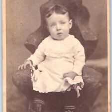 c1870s Baby Boy or Girl in Very Weird Chair CdV Photo Card Odd Studio Prop H27 picture