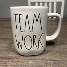 Rae Dunn By Magenta TEAM WORK Coffee Mug Cup White Collectable Rare Motivation picture