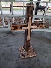 Standing rustic wooden cross picture