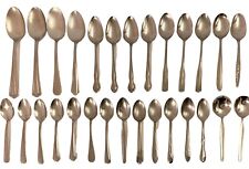 Mixed Lot of 28 Vintage Stainless Steel Spoons Serving Dinner Soup Tablespoons picture