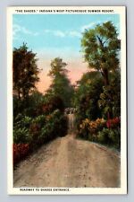 IN-Indiana, Roadway To Shades Entrance, Antique, Vintage Souvenir Postcard picture