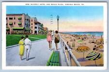 1938 NEW WAVERLY HOTEL & BEACH PLAZA OCEANFRONT VIRGINIA BEACH VA POSTCARD picture