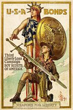 1918 Boys Scouts Be Prepared Sword Vintage Style Liberty Loan Poster - 16x24 picture