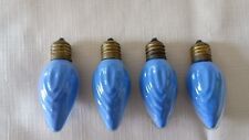 Lot of 4 Working – Vintage Blue C9 Swirl Flame Christmas Light Bulbs  picture