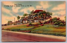Rock Castle Mineral Wells Street View Historic Old Car Linen Vintage Postcard picture
