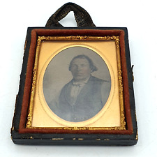 Antique framed photo ambrotype case of a gentleman Joshua Sharpe died 1866 picture