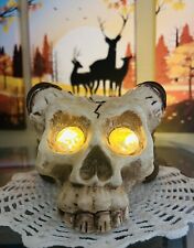 Vintage 1986  Handcrafted Skull With Horns And Glass Glow Eyes - Rare Item picture