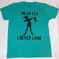 Men's Disney Peter Pan Green T-Shirt I'm so fly I never land Size M picture