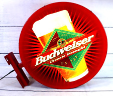 Budweiser Beer Classic Draught On Tap Lighted Pub Bar Sign 2 Sided Working Nice picture