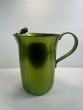 Green Anodized Aluminum Pitcher with Ice Lip and Metal Handle Vintage MCM picture